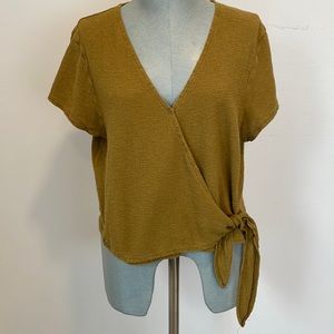 Madewell Texture & Thread green faux-wrap top
